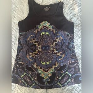 Faded Glory Ribbed Graphic Tank - 2X -